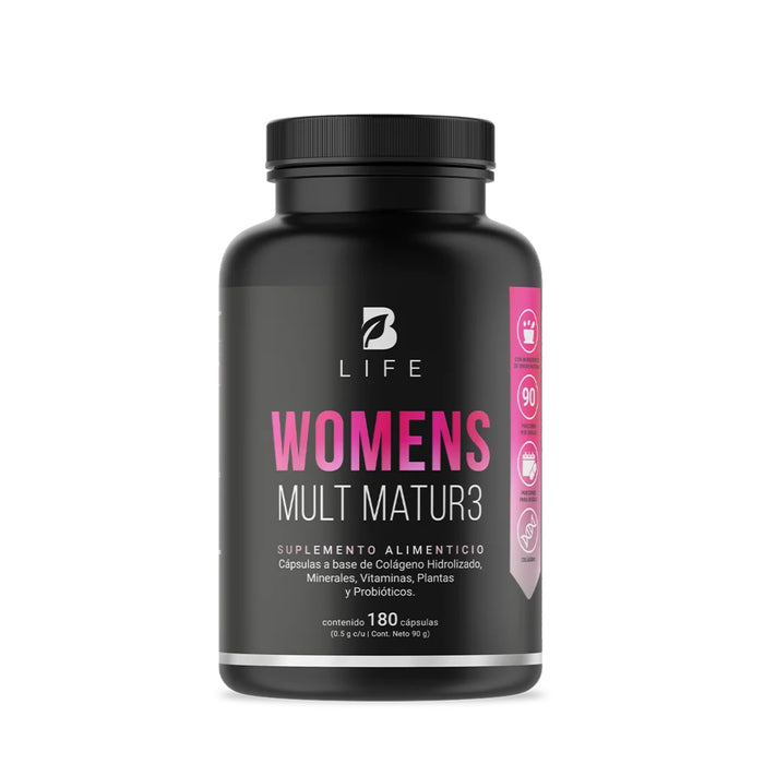 Women's Mult Matur3 B-LIFE | Multivitamínico para Mujer con Colágeno y Probióticos – 180 Cápsulas