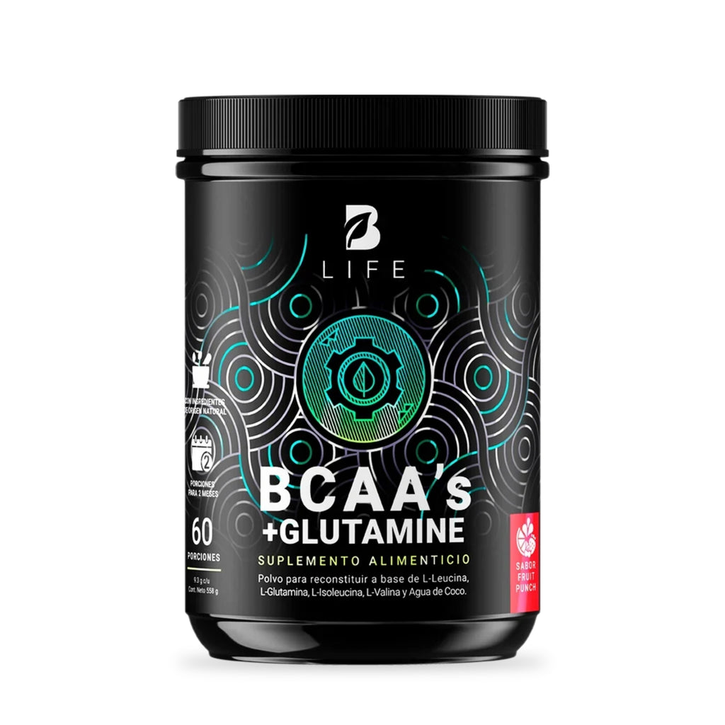 BCAA + Glutamina B Life | Aminoácidos para Deportistas | Fruit Punch 558 g