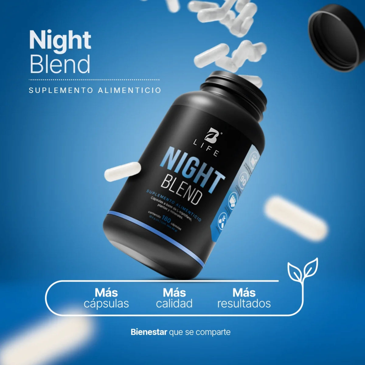 Night Blend B Life | L-Triptófano, Plantas y Minerales | 180 Cápsulas