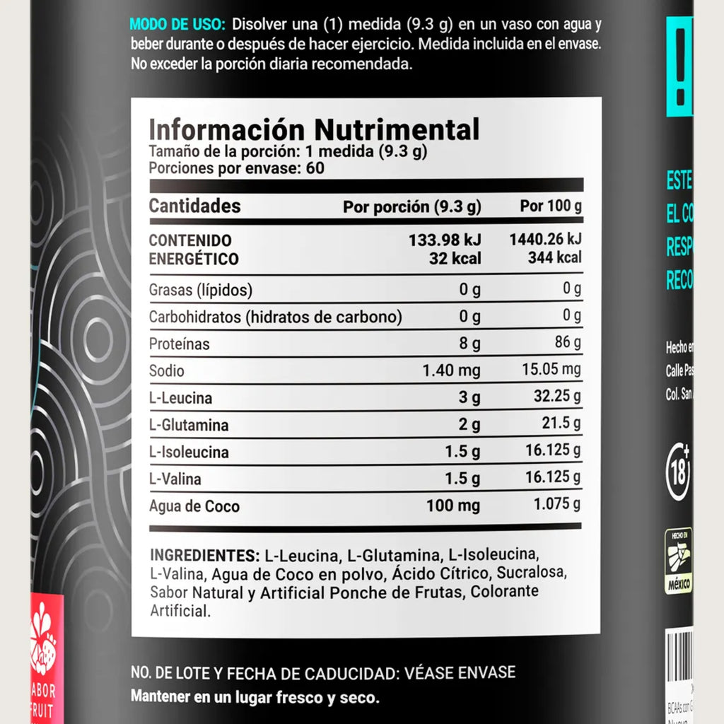 BCAA + Glutamina B Life | Aminoácidos para Deportistas | Fruit Punch 558 g