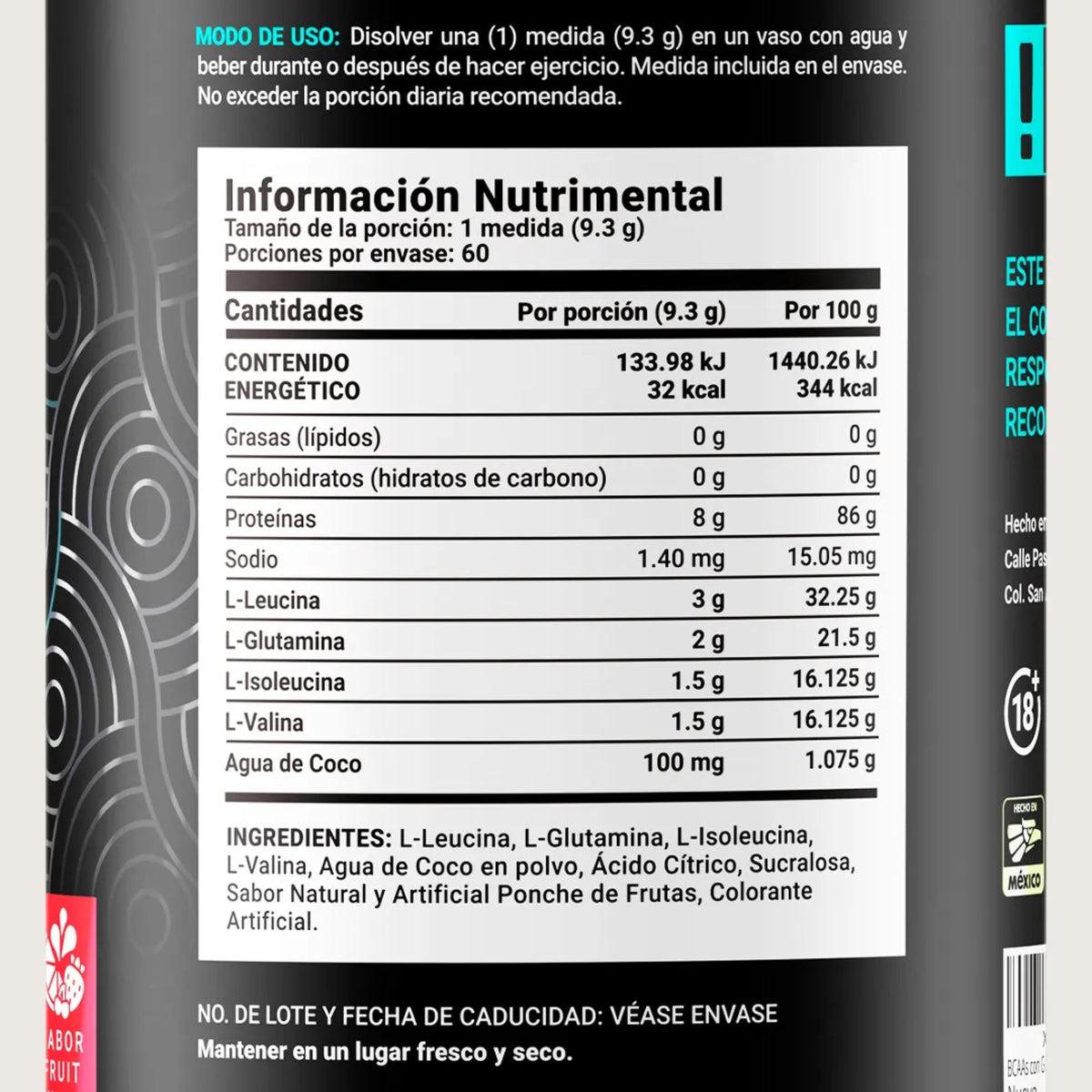 BCAA + Glutamina B Life | Aminoácidos para Deportistas | Fruit Punch 558 g