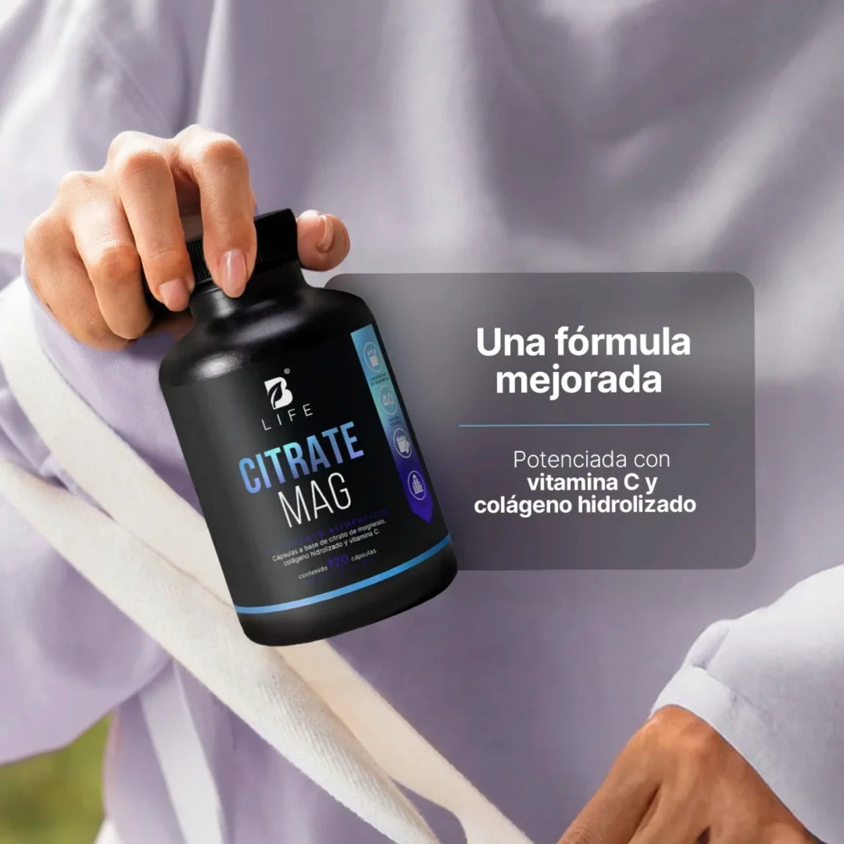 Citrate Mag B-LIFE | Citrato de Magnesio con Colágeno y Vitamina C – 120 Cápsulas