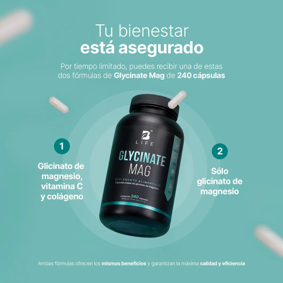 Glicinato de Magnesio B Life Glycinate Mag | 240 Cápsulas