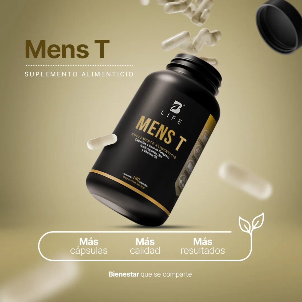 Mens T B Life | Suplemento para Hombre con Zinc y Vitamina D3 – 180 Cápsulas