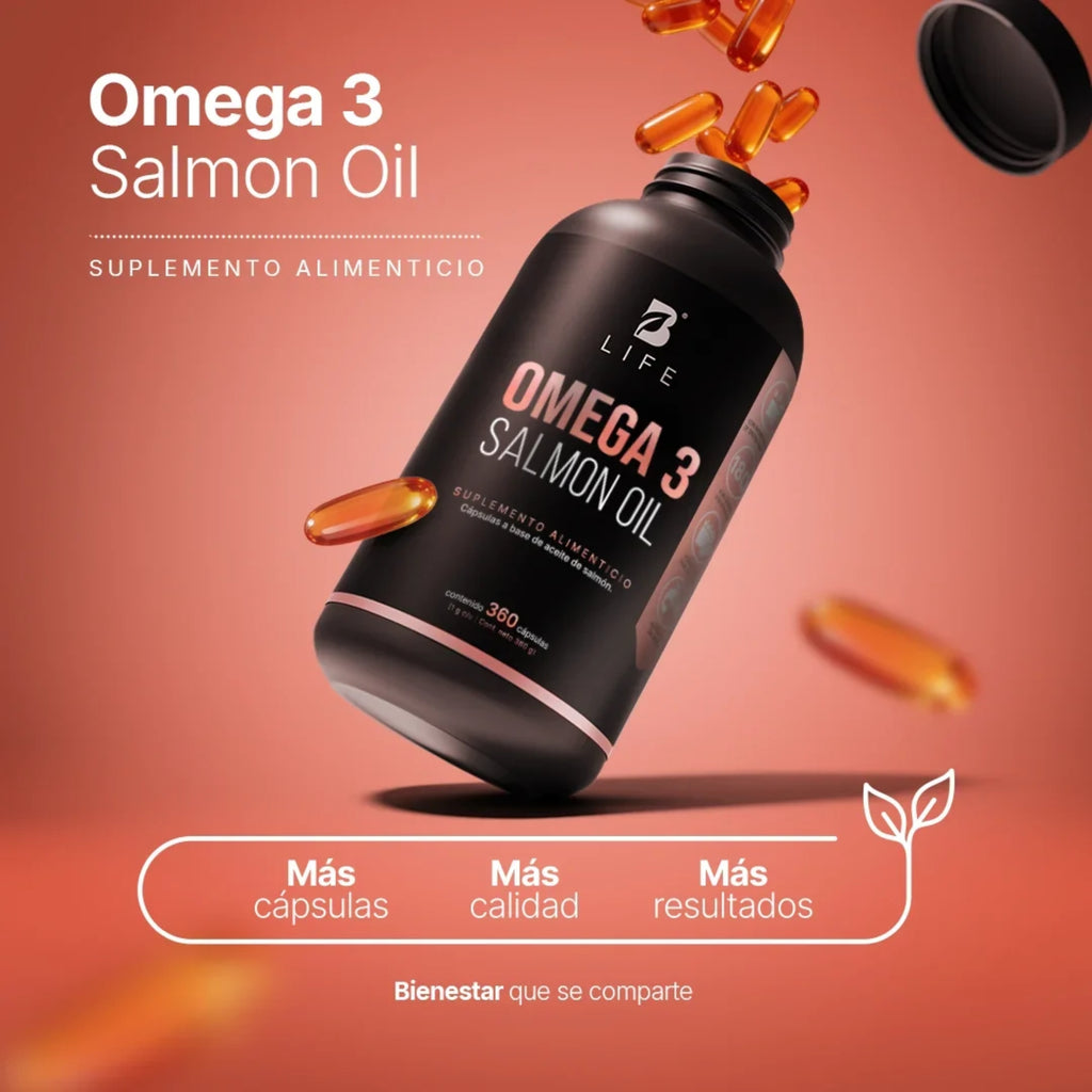 Omega 3 Salmon Oil B Life | Aceite de Salmón | 360 Cápsulas