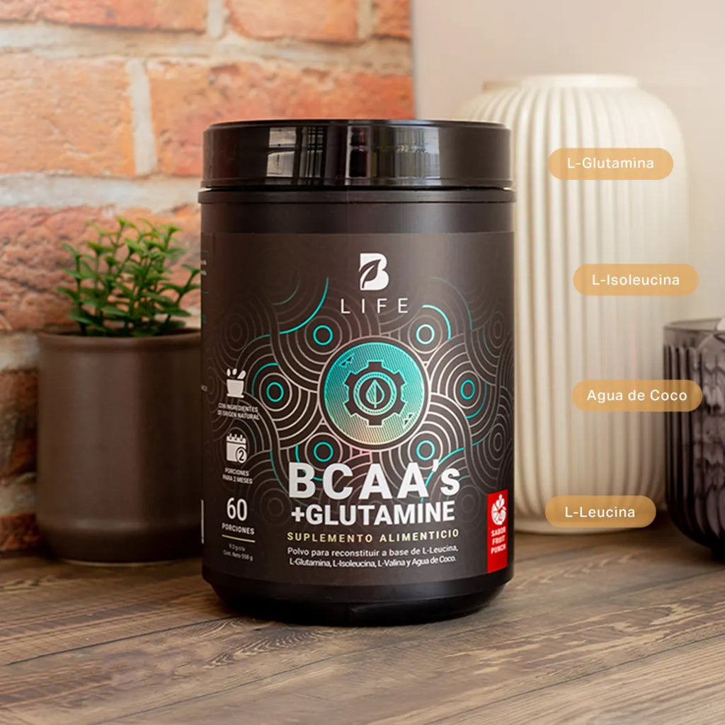 BCAA + Glutamina B Life | Aminoácidos para Deportistas | Fruit Punch 558 g