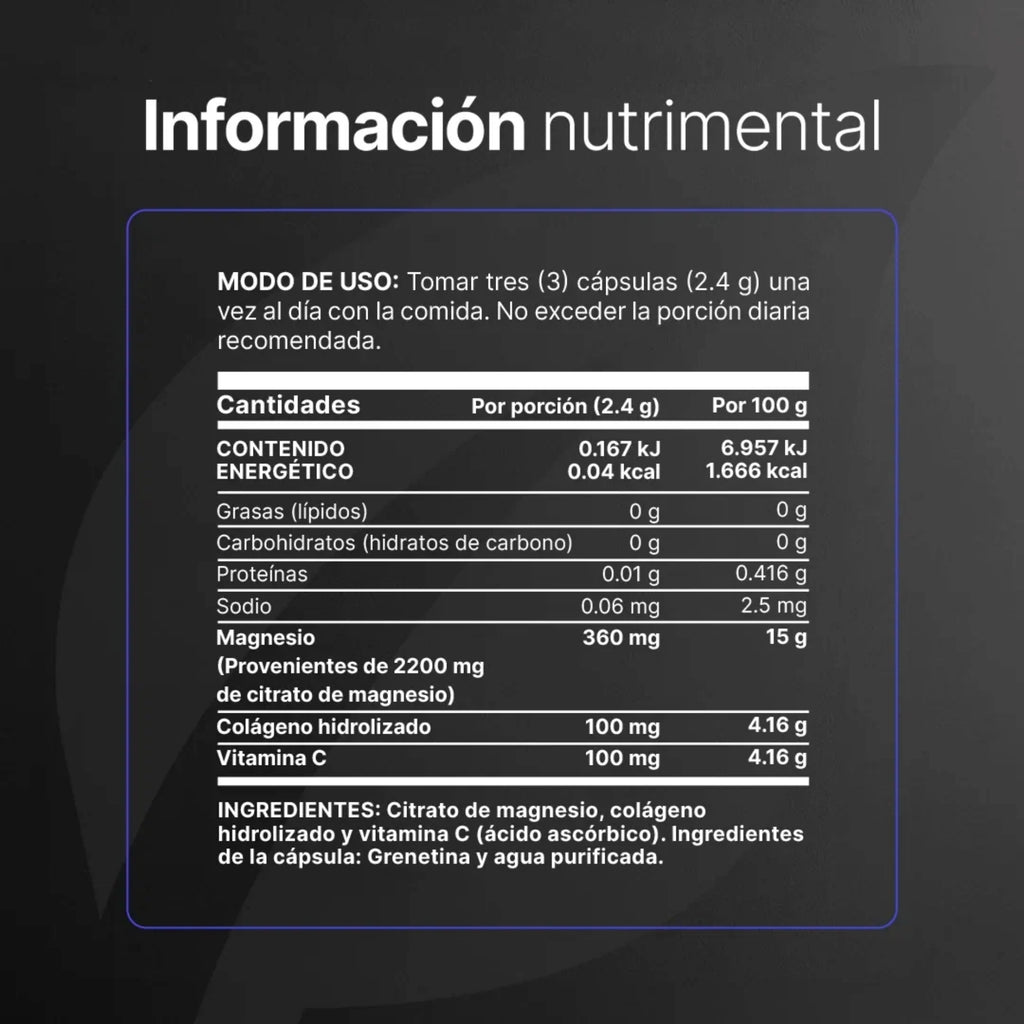 Citrate Mag B-LIFE | Citrato de Magnesio con Colágeno y Vitamina C – 120 Cápsulas