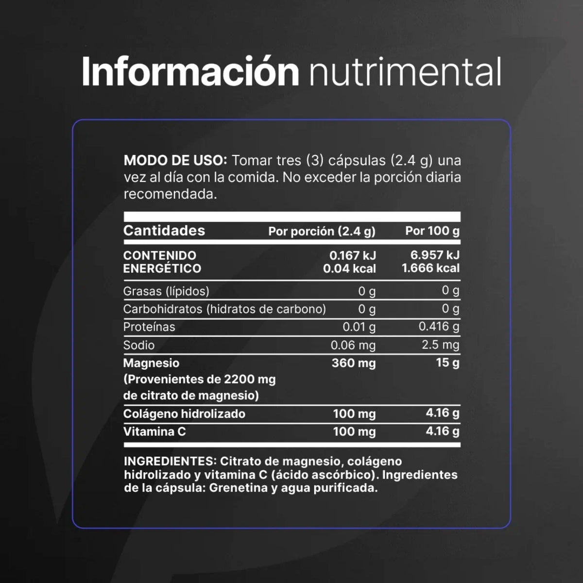 Citrate Mag B-LIFE | Citrato de Magnesio con Colágeno y Vitamina C – 120 Cápsulas
