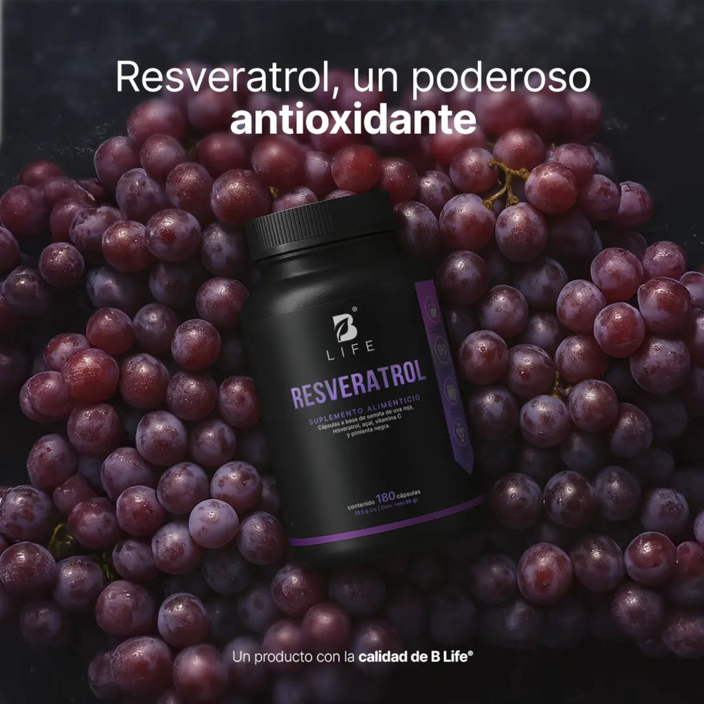Resveratrol B Life | Antioxidantes, Vitamina C y Açaí | 180 Cápsulas