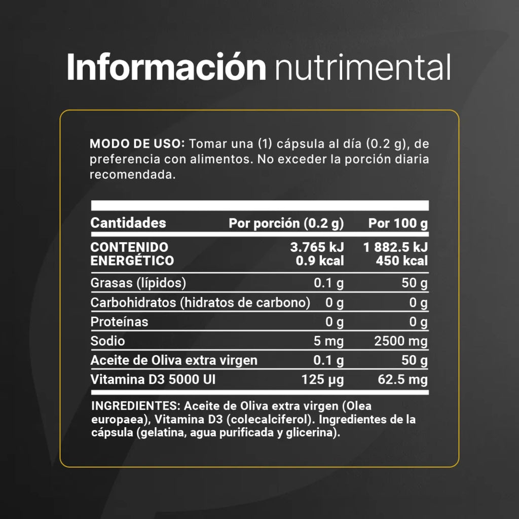 Vitamina D3 B-LIFE con Aceite de Oliva Extra Virgen | 300 Cápsulas