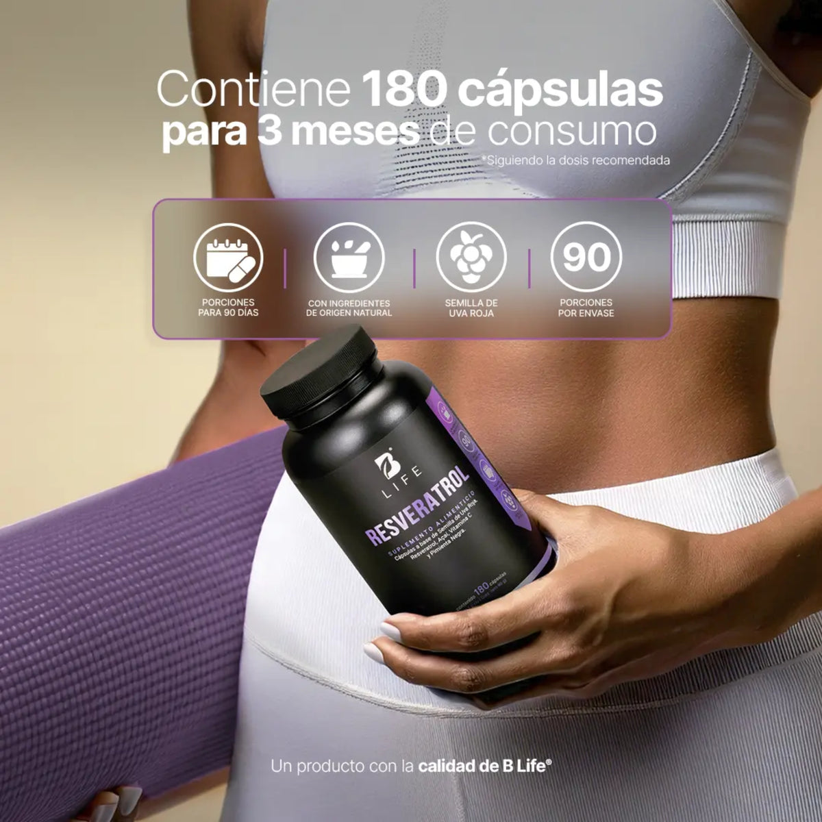Resveratrol B Life | Antioxidantes, Vitamina C y Açaí | 180 Cápsulas
