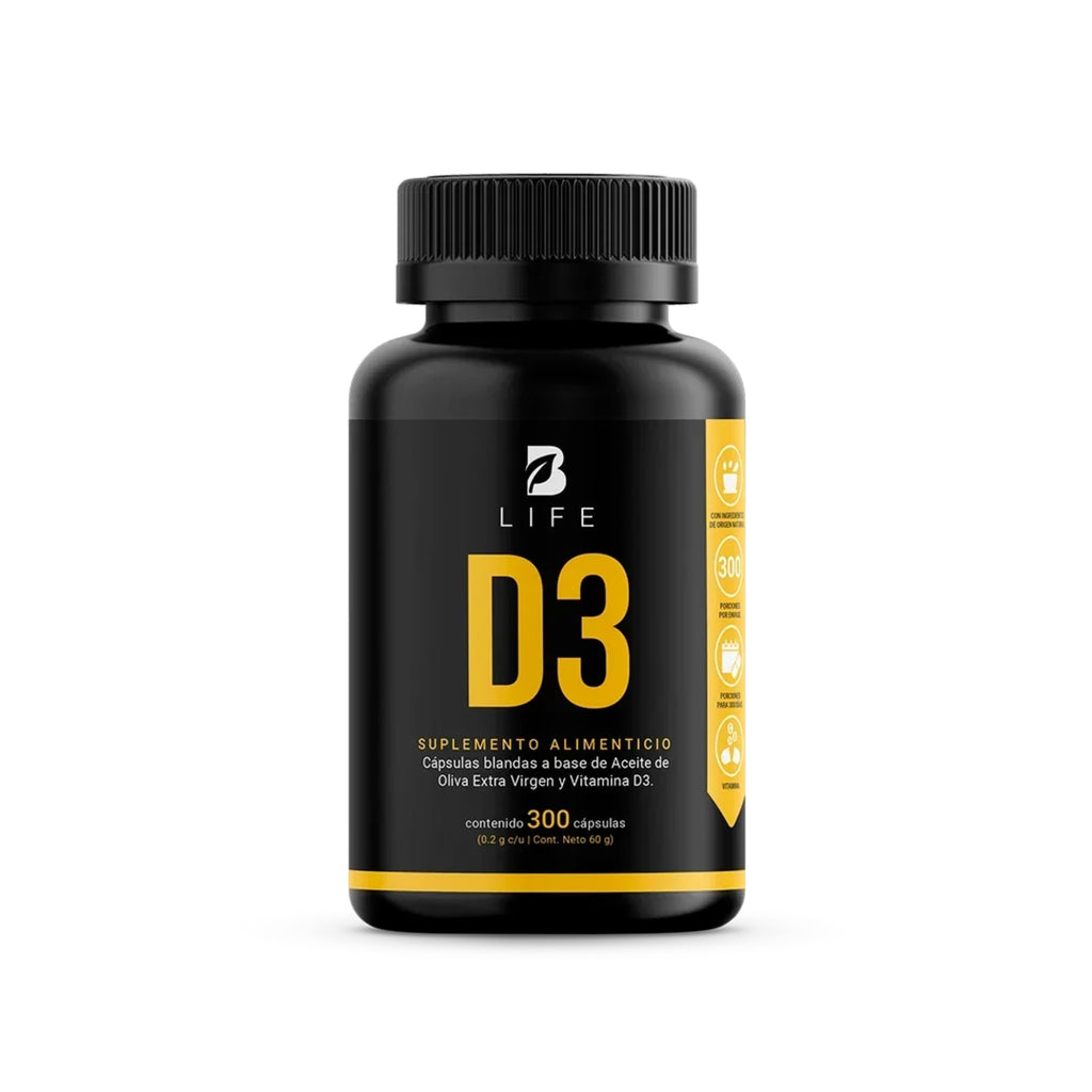 Vitamina D3 B-LIFE con Aceite de Oliva Extra Virgen | 300 Cápsulas